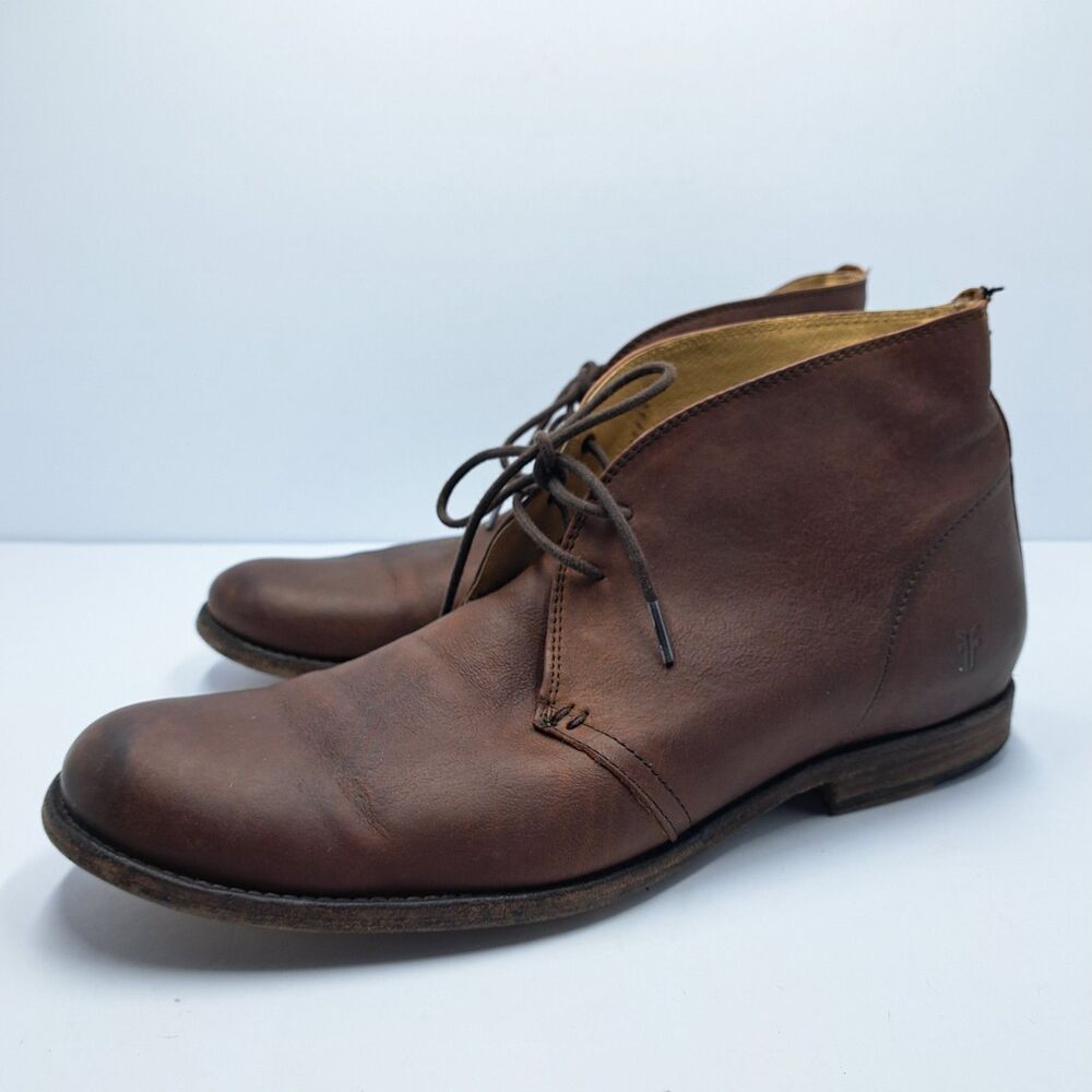 Frye Phillip Chukka Boots Mens Size 12 Brown Leather Lace Up Ankle Boots